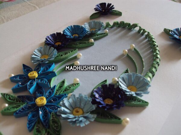 Blue Flowers In Semicircle Greeting Card image