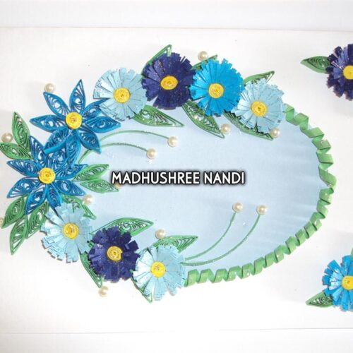 Blue Flowers In Semicircle Greeting Card image