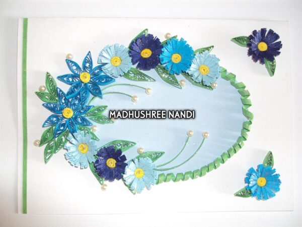 Blue Flowers In Semicircle Greeting Card image