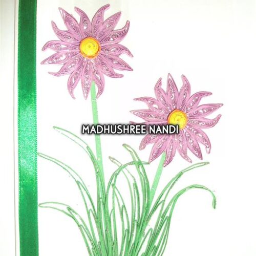 Beautiful Purple Flowers With Paper Lace Greeting Card image