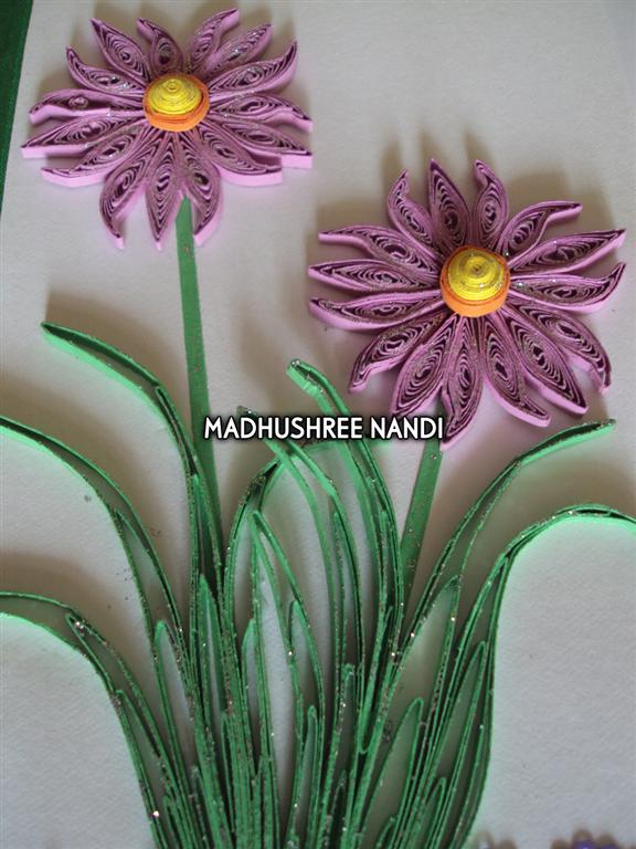 Beautiful Purple Flowers With Paper Lace Greeting Card image