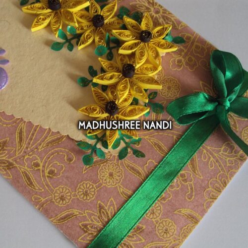 Printed Cream Base With Yellow Flowers Greeting Card image