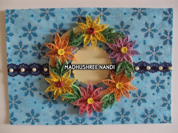 Multicolored Flower Garland Greeting Card image Multicolored Flower Garland Greeting Card image