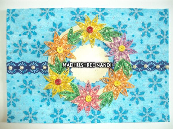 Multicolored Flower Garland Greeting Card image Multicolored Flower Garland Greeting Card image