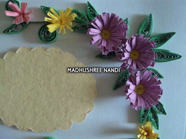 Purple Flowers With Small Yellow Flowers Greeting Card image