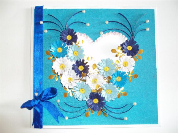 Hearts with Flowers Blue Theme Greeting Card image Hearts with Flowers Blue Theme Greeting Card image