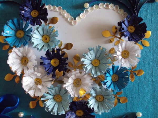 Hearts with Flowers Blue Theme Greeting Card image Hearts with Flowers Blue Theme Greeting Card image