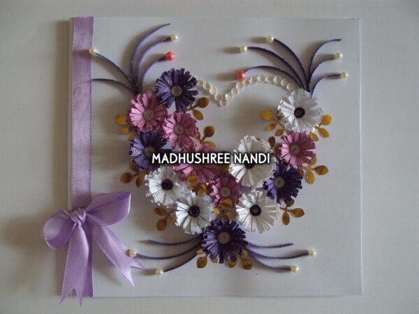 All Purples Heart With Gold Leaves Greeting card image