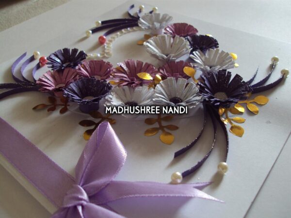 All Purples Heart With Gold Leaves Greeting card image