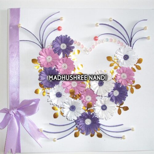 All Purples Heart With Gold Leaves Greeting card image