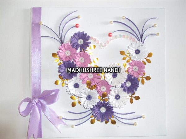 All Purples Heart With Gold Leaves Greeting card image