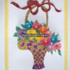 Special Glittery Flower Basket Gold & Purple Greeting Card image