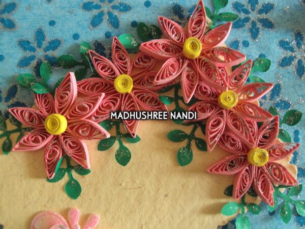 Printed Blue Base With Pink Flowers Greeting Card image Printed Blue Base With Pink Flowers Greeting Card image
