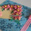 Printed Blue Base With Pink Flowers Greeting Card image Printed Blue Base With Pink Flowers Greeting Card image