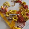 Yellow Flowers And Roses In Heart Greeting card image