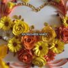 Yellow Flowers And Roses In Heart Greeting card image