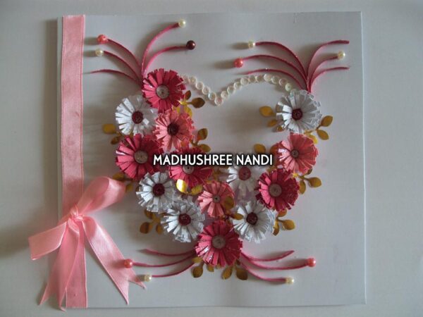 Special Pink Flowers With Ribbon Greeting Card image