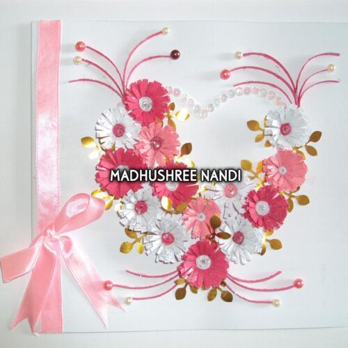Special Pink Flowers With Ribbon Greeting Card image