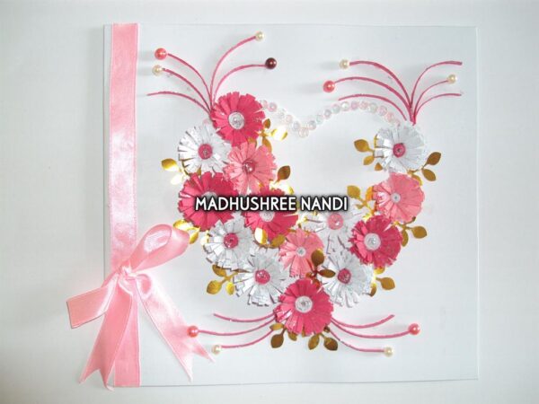 Special Pink Flowers With Ribbon Greeting Card image