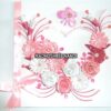 Pink Flowers In Heart With Roses Greeting Card image