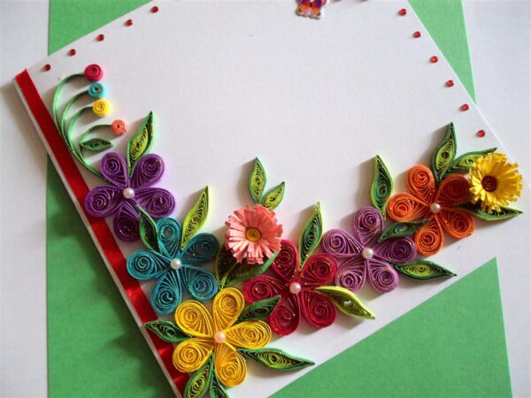 Colorful Flowers Border Greeting Card image Colorful Flowers Border Greeting Card image