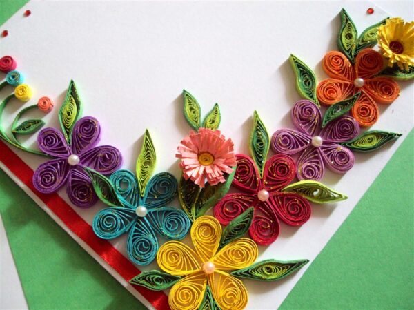 Colorful Flowers Border Greeting Card image Colorful Flowers Border Greeting Card image