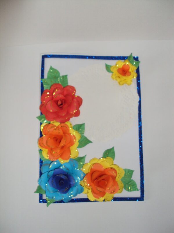 Beautiful Big Flowers with Doily Greeting Card image