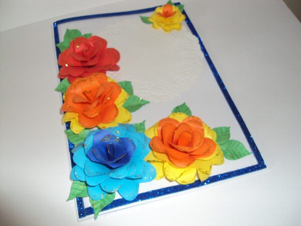 Beautiful Big Flowers with Doily Greeting Card image