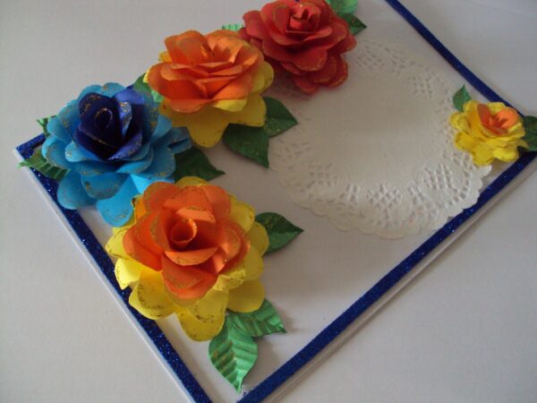 Beautiful Big Flowers with Doily Greeting Card image