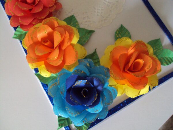 Beautiful Big Flowers with Doily Greeting Card image