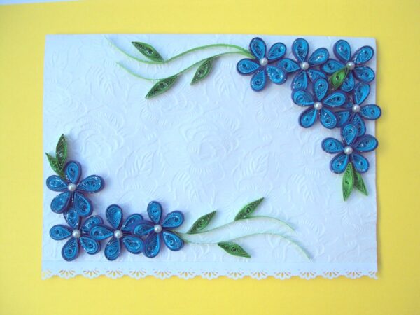 Awesum Shaded Blue Flowers Corner Greeting Card image