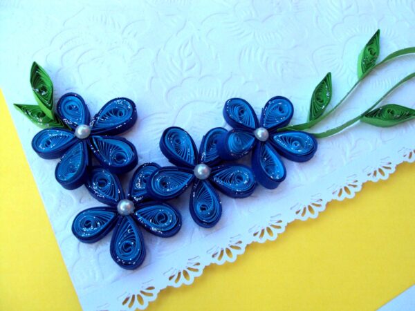 Awesum Shaded Blue Flowers Corner Greeting Card image