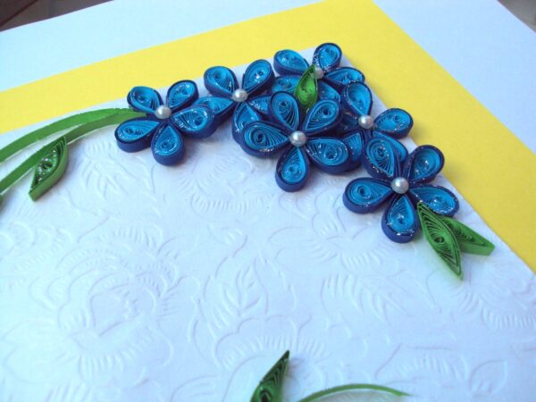 Awesum Shaded Blue Flowers Corner Greeting Card image