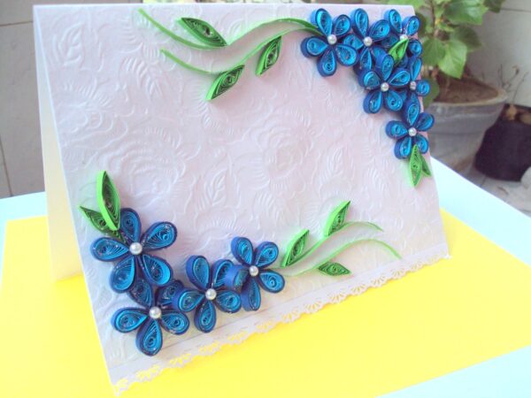 Awesum Shaded Blue Flowers Corner Greeting Card image