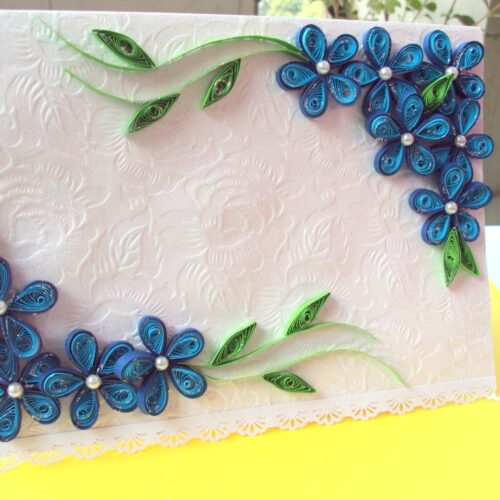 Awesum Shaded Blue Flowers Corner Greeting Card image