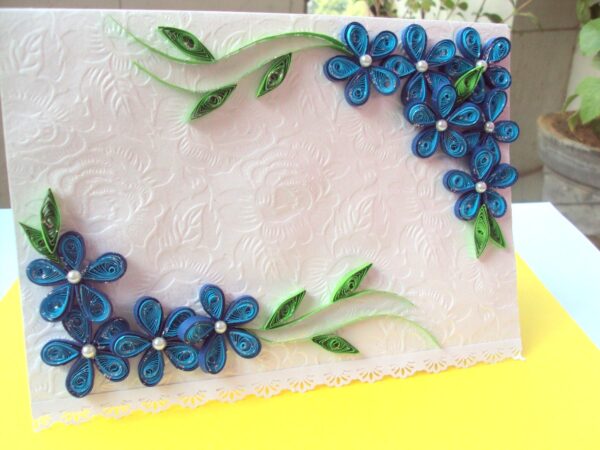 Awesum Shaded Blue Flowers Corner Greeting Card image