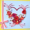 Red Flowers and Roses in Heart Greeting Card image