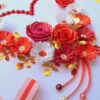 Red Flowers and Roses in Heart Greeting Card image