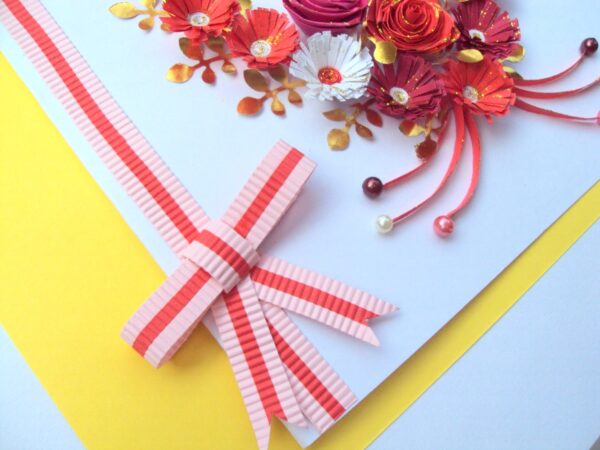 Red Flowers and Roses in Heart Greeting Card image