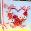 Red Flowers and Roses in Heart Greeting Card image
