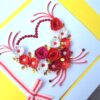 Red Flowers and Roses in Heart Greeting Card image