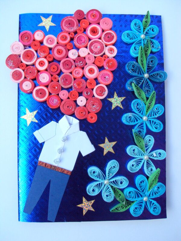 Sparkling Bright Blue with Red Heart Greeting Card image Sparkling Bright Blue with Red Heart Greeting Card image