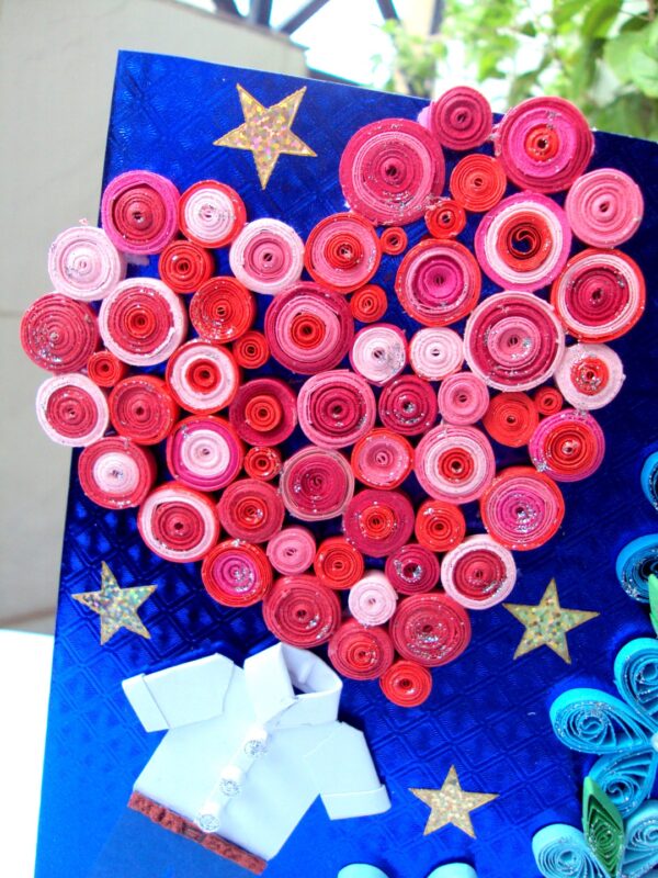 Sparkling Bright Blue with Red Heart Greeting Card image Sparkling Bright Blue with Red Heart Greeting Card image