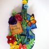 Handmade Paper Guitar with Quilled Flowers image