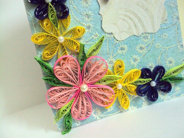 Multicolor Sparkling Flower Corner Quilled greeting card image Multicolor Sparkling Flower Corner Quilled greeting card image
