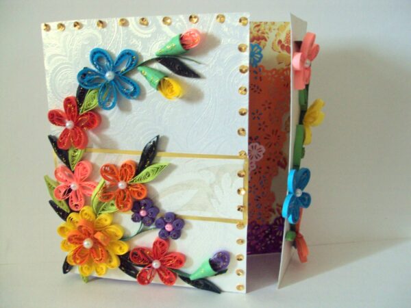 Multicolor Flowers Mini Scrapbook Greeting Card image Multicolor Flowers Mini Scrapbook Greeting Card image