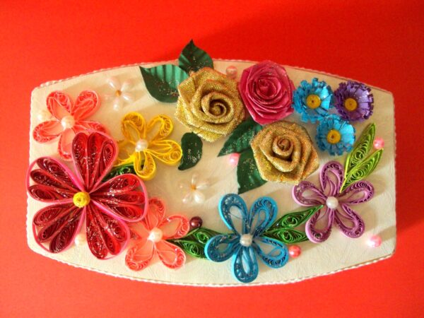 Multicolor Flowers Quilled Decorated Gift Box image Multicolor Flowers Quilled Decorated Gift Box image
