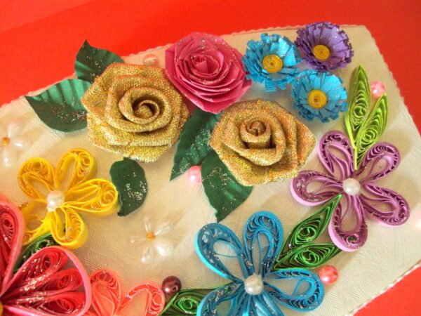 Multicolor Flowers Quilled Decorated Gift Box image Multicolor Flowers Quilled Decorated Gift Box image
