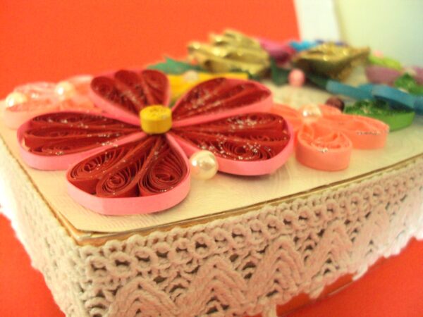 Multicolor Flowers Quilled Decorated Gift Box image Multicolor Flowers Quilled Decorated Gift Box image