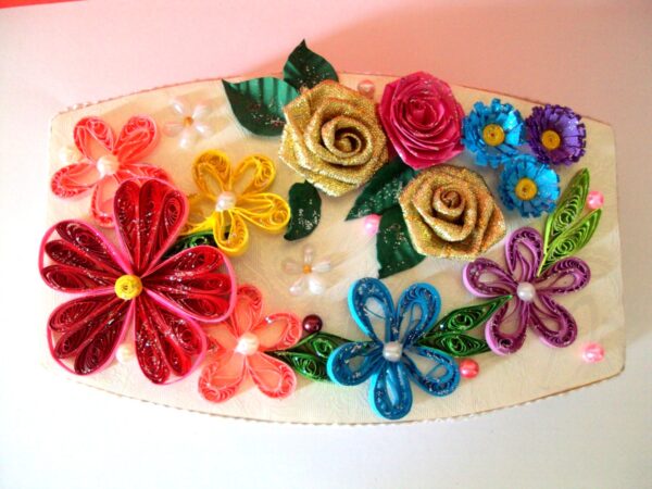 Multicolor Flowers Quilled Decorated Gift Box image Multicolor Flowers Quilled Decorated Gift Box image